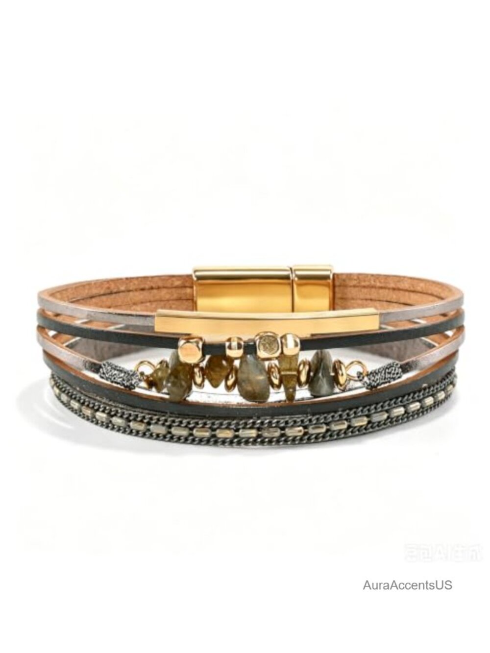 Leather Wrapped Bracelet Boho Multi-Layer Adjustable Women Gift